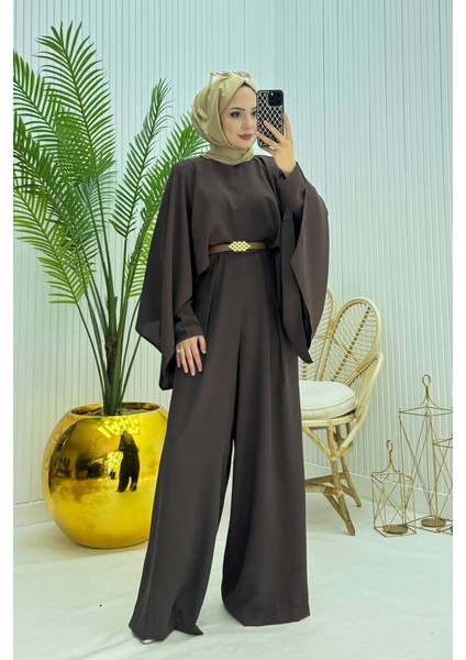 Kadın Pelerinli Kemer Detaylı Tesettür Tulum NMS061 fiyatları