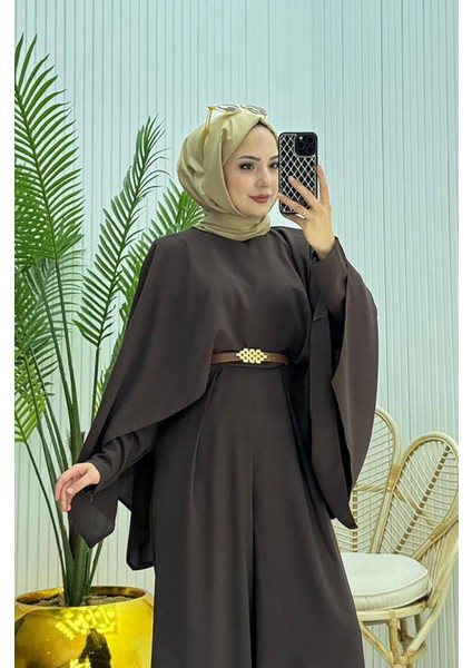 Kadın Pelerinli Kemer Detaylı Tesettür Tulum NMS061 modelleri