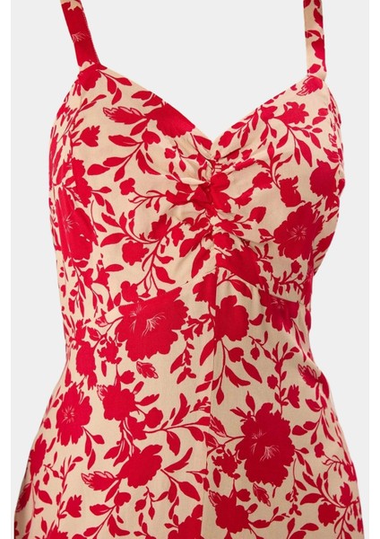 Viskoz Dokuma Çiçekli Skater Elbise Rahat Yazlık Stil Midi Boy V Yaka Premium Kalite modelleri