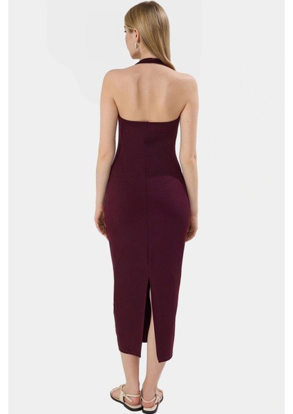 Örme Bodycon Midi Elbise 130CM Boy Polyester Elastan Karışımı Günlük Kullanım Özenle Seçilmiş modelleri