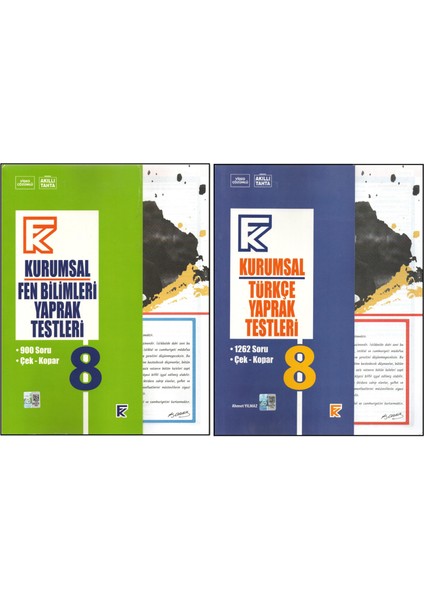 Kurmay 8. Sınıf Kurumsal Fen B. Yaprak Test+Kurumsal Türkçe Yaprak Test (2 Kitap)