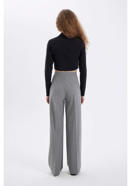 Standart Boy Kumaş Palazzo Pantolon Wide Leg Geniş Bol Paça Basic Düz Yüksek Bel C6402AX24AU