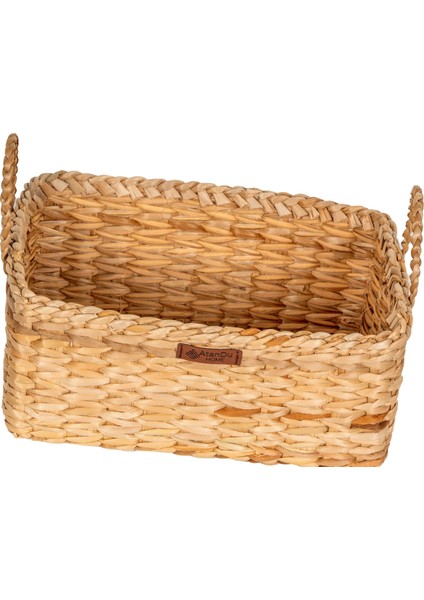 %100 El Yapımı Doğal Hasır Kulplu Dikdörtgen Sepet | 31X23X14 cm | Çok Amaçlı Organizer & Hediye Sepeti fiyatları