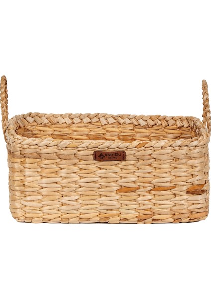 %100 El Yapımı Doğal Hasır Kulplu Dikdörtgen Sepet | 31X23X14 cm | Çok Amaçlı Organizer & Hediye Sepeti modelleri