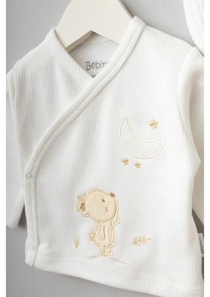 Sevimli Ay ve Tavşanlar Desenli 10 Parça Kutulu Yenidoğan Hastane Çıkışı Zıbın Seti modelleri