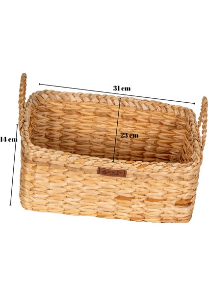 %100 El Yapımı Doğal Hasır Kulplu Dikdörtgen Sepet | 31X23X14 cm | Çok Amaçlı Organizer & Hediye Sepeti fırsatları