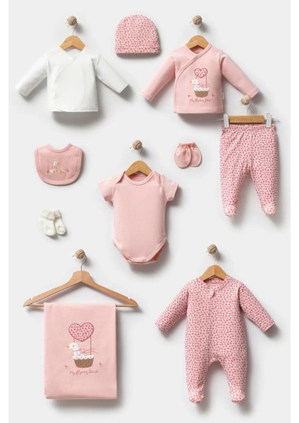 Sevimli Ördek Desenli 10 Parça Kutulu (Yenidoğan) Hastane Çıkışı Zıbın Seti