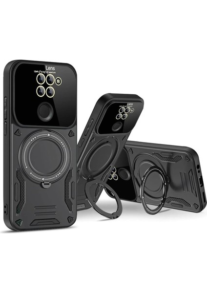 Xiaomi Redmi Note 9 Joy Lens Standlı Kapak - Siyah Bstmy