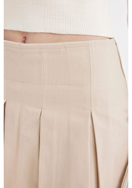 Coool Piliseli Normal Bel Basic Düz Gabardin Mini Etek D5265AX24AU
