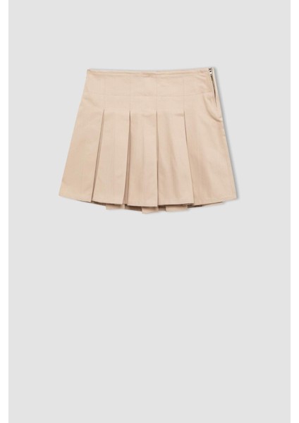 Coool Piliseli Normal Bel Basic Düz Gabardin Mini Etek D5265AX24AU