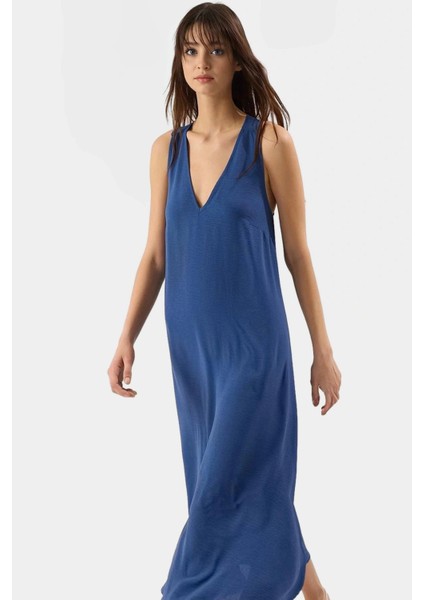 Yazlık Günlük Maxi Elbise Rahat Şık Polyester Dokuma V Yaka Uzun Ömürlü Seçkin Malzeme modelleri