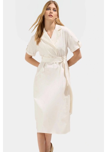 Yazlık Midi Elbise Rahat A Kesim Dokuma Kumaş Casual Stil Modern Dayanıklı Malzeme