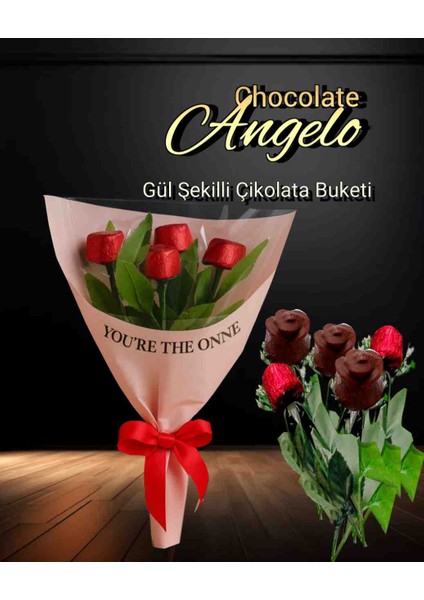 Gül Şekilli Beşli Çikolata Buketi