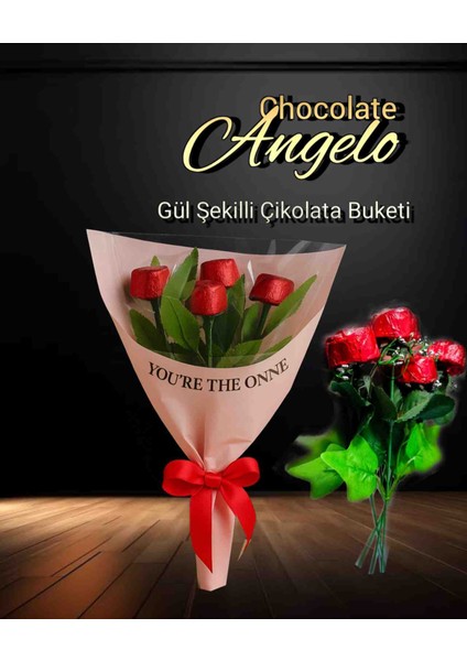 Gül Şekilli Beşli Çikolata Buketi modelleri
