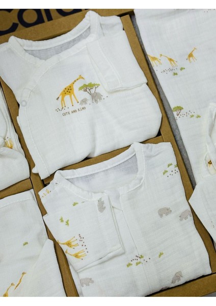 Müslin Safari 10'lu Set (Yazlık) Hastane Çıkışı Zıbın Seti