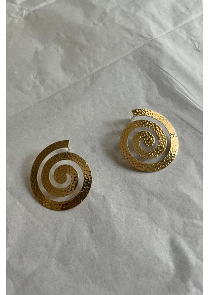 Gold Renk Dokulu Spiral Küpe modelleri