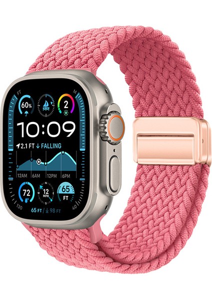 Apple Watch 7 / 8 / 9 45MM Için Ipeksi Dokunuş Saat Kordonu Hasır Örgülü Şık ve Sportif Kordon