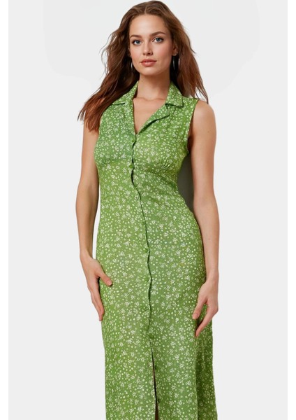 Kolsuz Midi Boy Gömlek Elbise Dokuma Viskoz Kumaş Rahat Yazlık Çiçekli Yüksek Kalite modelleri