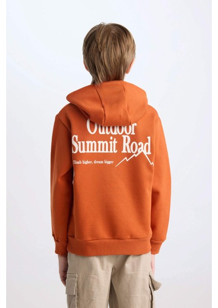 Erkek Çocuk Kapüşonlu Sırt Baskılı Nakışlı Sweatshirt D3056A824WN