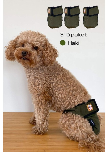 Haki Dişi Köpek Külotları - 3'lü Avantajlı Paket | Su Geçirmez ve Yıkanabilir Dişi Köpek Külotu | Dönemi ve Için Mükemmel