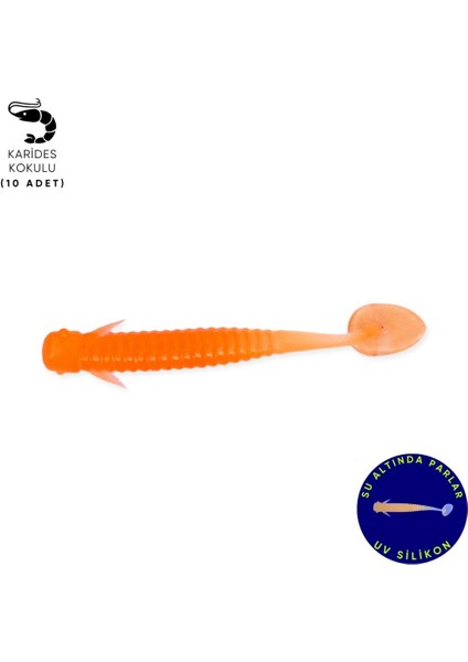 Silikon Sahte Kurt Yem - Fishack - 1g 50MM - Fishack Wormix- Orange - Uv Silikon