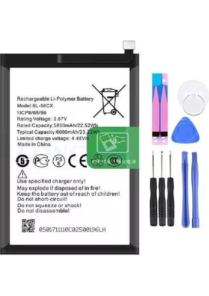 Infinix Smart 7 BL-58CX Batarya Pil Tamir Seti ve Pil Bandı