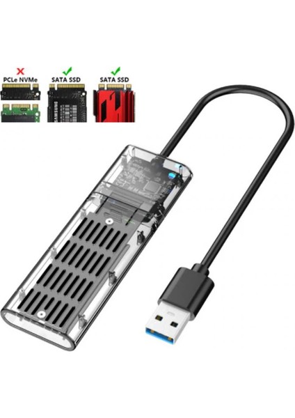 Ally M.2 Sata USB 3.0 Gen1 SSD Harddisk Kutusu M.2 Ngff- JMS578 KAPAKLI-(1903) - TKNAL2121-7610