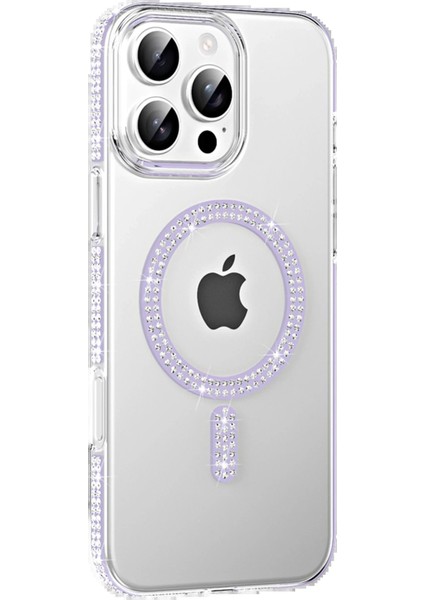 Apple iPhone 16 Pro Move Taşlı Magsafe Kapak - Lila - TKNAL7674-6662