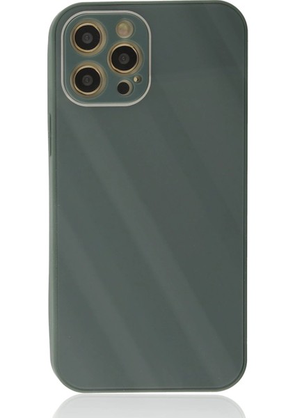 iPhone 12 Pro Max Kılıf Glass Kapak - Koyu Yeşil - TKNAL1259-5071