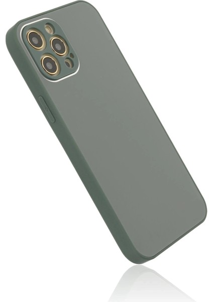 iPhone 12 Pro Max Kılıf Glass Kapak - Koyu Yeşil - TKNAL1259-5071