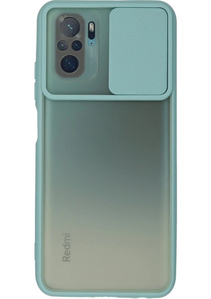 Xiaomi Redmi Note 10 Kılıf Palm Buzlu Kamera Sürgülü Silikon - Turkuaz - TKNAL6267-7373