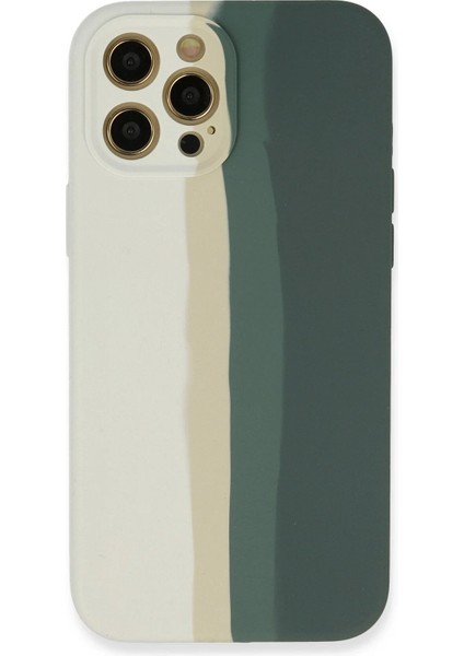 iPhone 12 Pro Kılıf Ebruli Lansman Silikon - Beyaz-Gri - TKNAL3488-7294