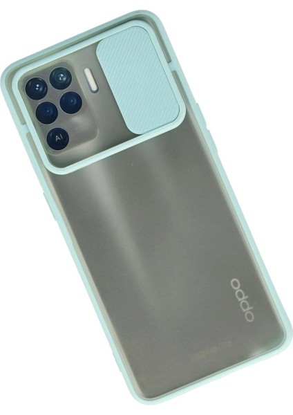 Oppo Reno 5 Lite Kılıf Palm Buzlu Kamera Sürgülü Silikon - Turkuaz - TKNAL8074-5525 fiyatları