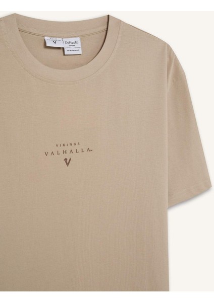 %100 Pamuk Vikings Valhalla Regular Fit Bisiklet Yaka Kısa Kollu Tişört D5462AX25SP