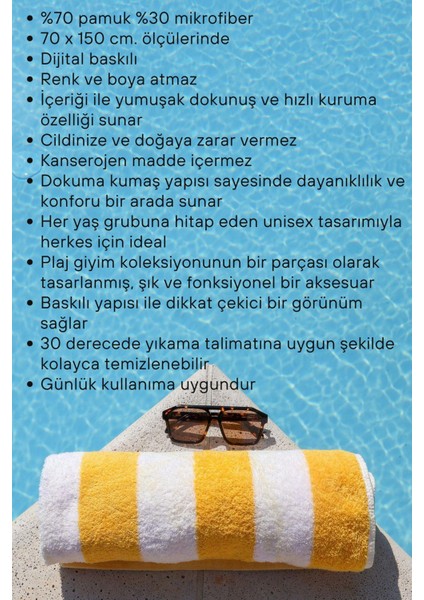 Dijital Baskılı Unisex Deniz Havuz Plaj Havlusu 70X150 Cm. // H093 indirimleri