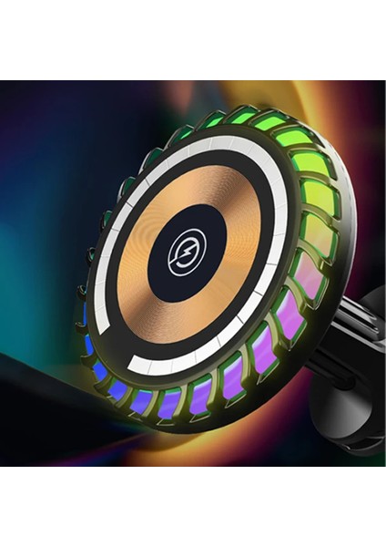 Ally W06 Magsafe Rgb 15W Kablosuz Hızlı Şarj Cihazı ve Araç Içi Telefon Tutuc - TKNAL7158-71