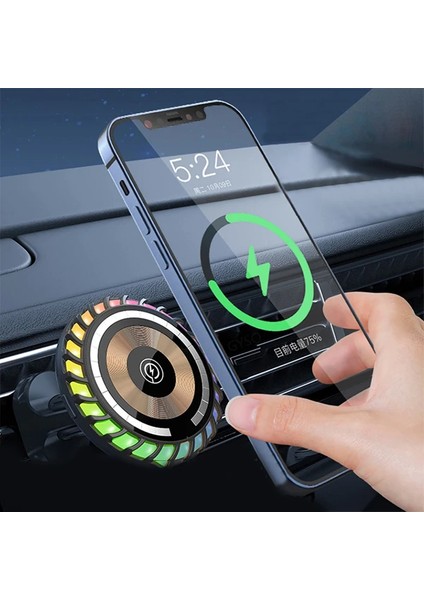 Ally W06 Magsafe Rgb 15W Kablosuz Hızlı Şarj Cihazı ve Araç Içi Telefon Tutuc - TKNAL7158-71 modelleri