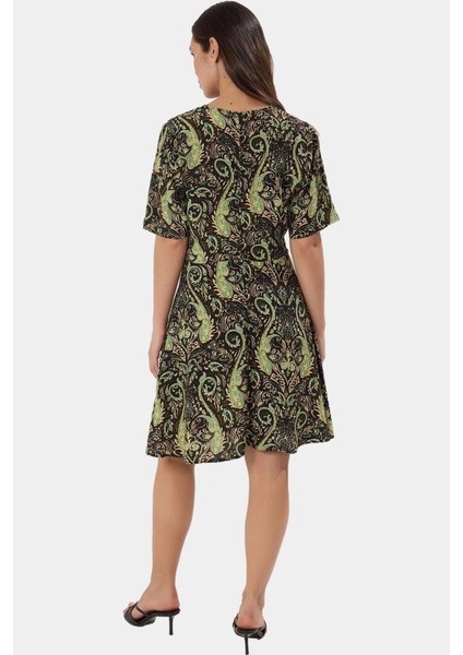 Yazlık Mini Elbise Dokuma Viskoz Kumaş A Line Belden Özenle Seçilmiş Rahat ve Şık modelleri