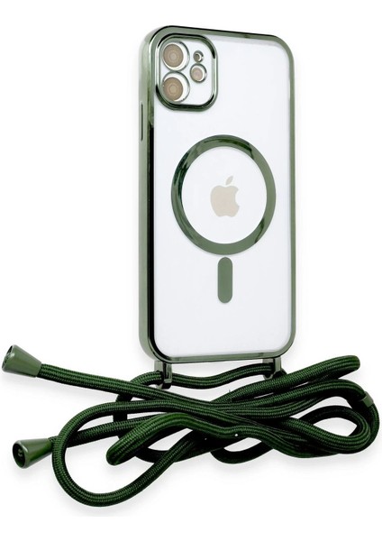 iPhone 12 Kılıf Divo Lazer Askılı Magsafe Kapak - Koyu Yeşil - TKNAL7423-6336 fiyatları