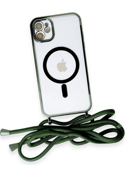 iPhone 12 Kılıf Divo Lazer Askılı Magsafe Kapak - Koyu Yeşil - TKNAL7423-6336 fırsatları