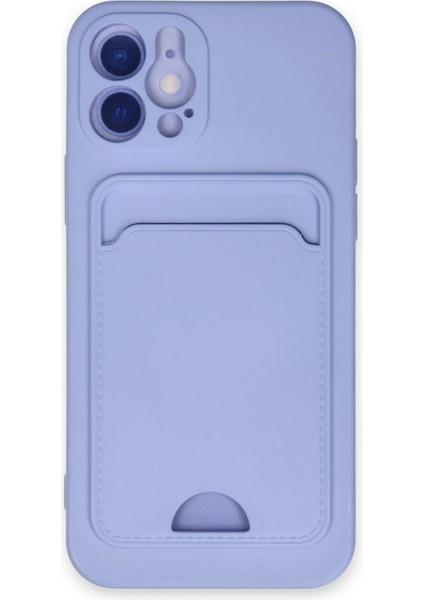 iPhone 12 Kılıf Kelvin Kartvizitli Silikon - Lila - TKNAL3015-9080