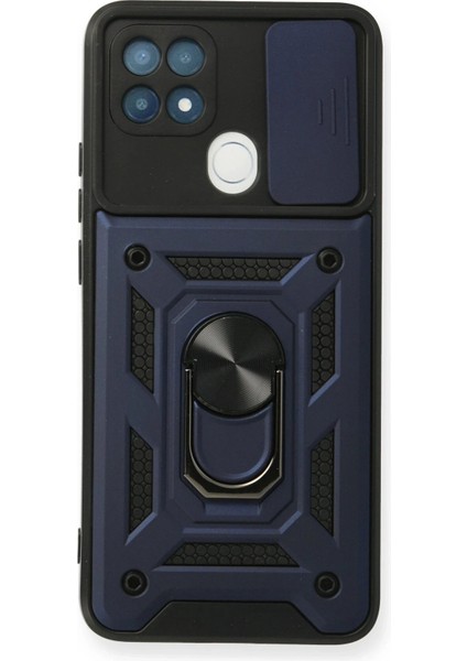 Oppo A15 Kılıf Pars Lens Yüzüklü Silikon - Lacivert - TKNAL6160-9384