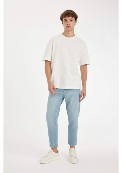 Slim Cropped Fit Dar Kalıp Normal Bel Dar Paça Jean Pantolon D5837AX24AU