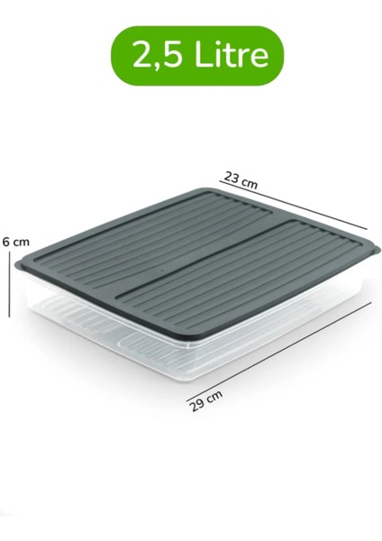 Antrasit 4'lü Kapaklı Saklama Kabı, Buzdolabı Organizer Mikrodalga ve Difrize Uygun 4lt modelleri