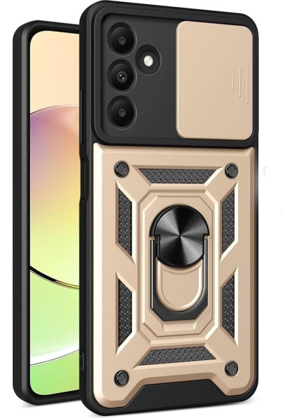 Samsung Galaxy M15 Kılıf Pars Lens Yüzüklü Silikon - Gold - TKNAL8424-3796