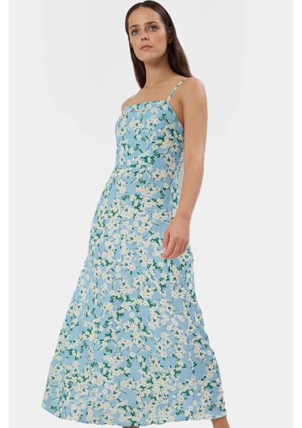 Gipeli A Line Kolsuz Maxi Elbise Viskoz Yazlık Profesyonel Görünüm