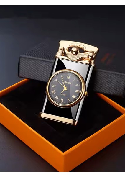 Kişiye Özel Lüks Saatli Pürmüzlü Gazlı Çakmak