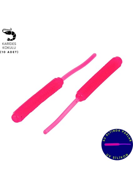 Silikon Sahte Kurt - Lrf Yem - 1g 52MM - Fishack Wormix - Pink - Uv Silikon