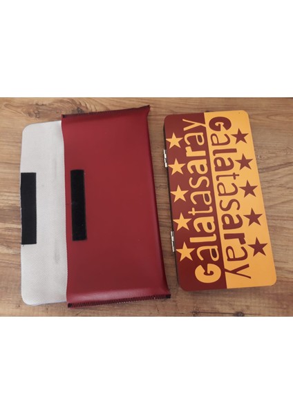 Mini Tavla Seyahat Tavla Cep Tavla 24X24 Özel Deri Kılıflı-Galatasaray