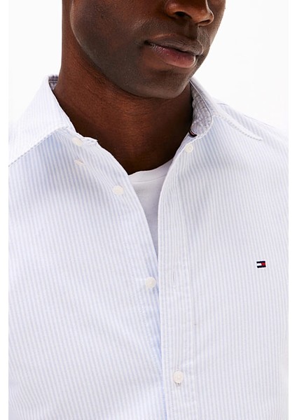 Erkek Regular Fit Çizgili Oxford Gömlek - Mavi fırsatları